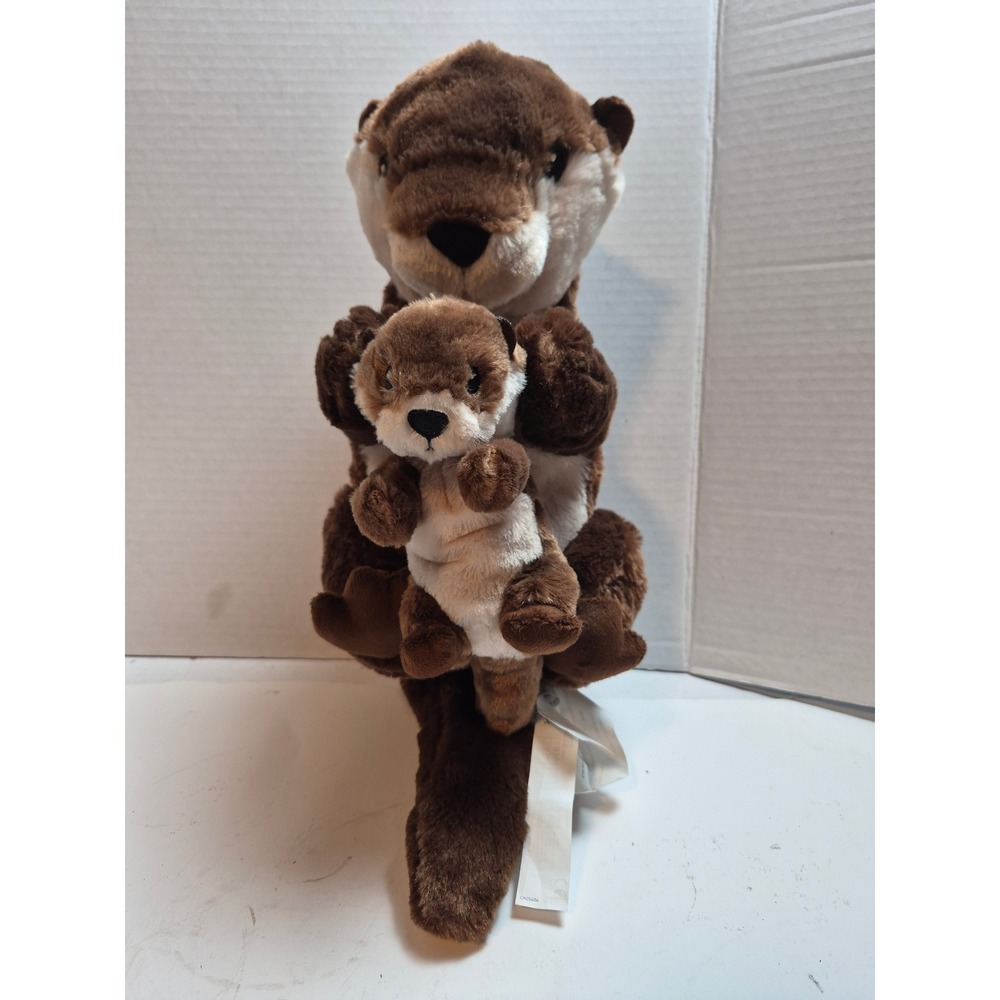 IKEA OGSDUVA Sea Otter with Pup Stuffed Animal Plush Brown 18 inch 105.769.02